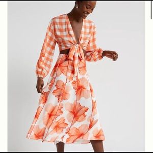 NWOT FARM Rio Gingham Tie Front Top Size XS